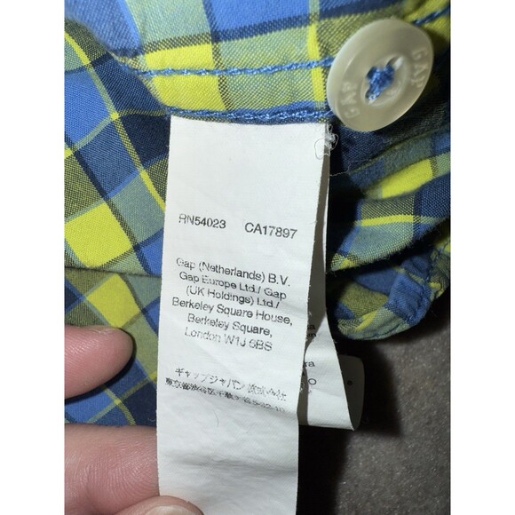 Gap Kids Boys Size 6-7 Long Sleeve Button Up Shirt Blue Green Rn 54023 - Picture 4 of 5
